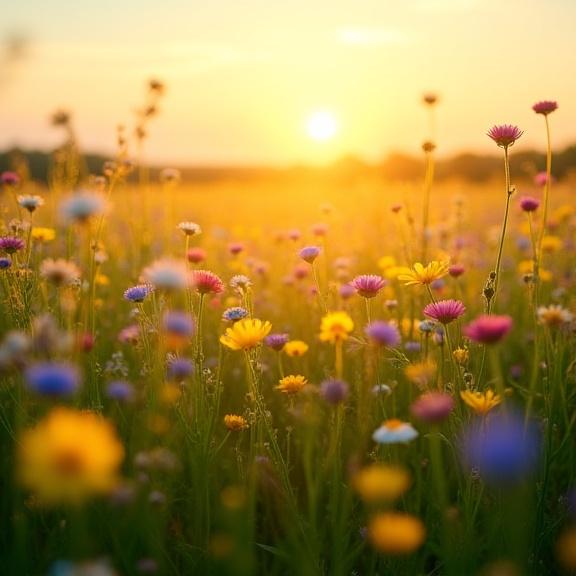 Un campo di fiori selvatici baciati dal sole del mattino